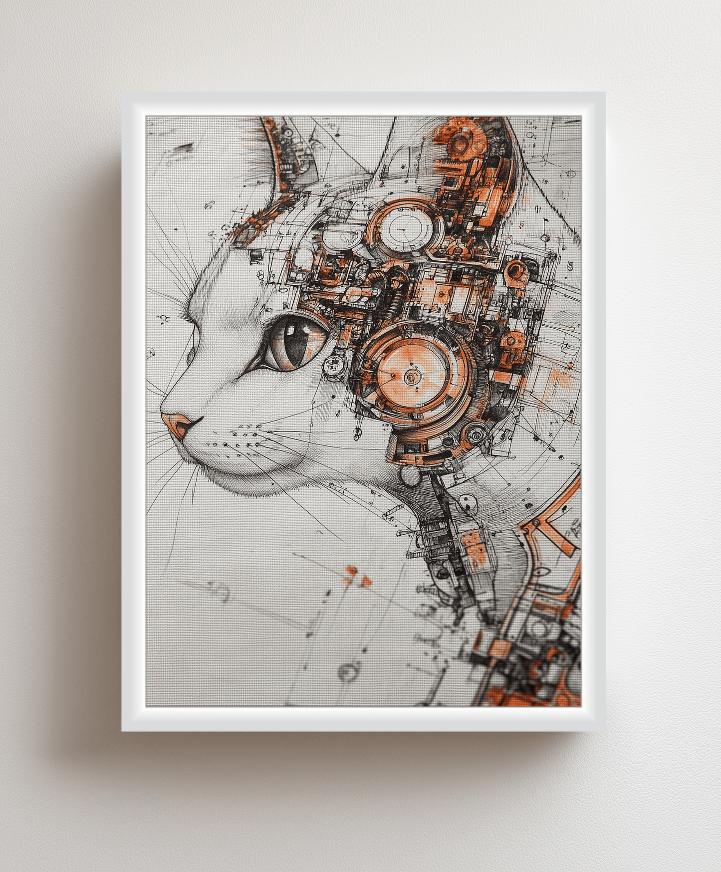 Canvas painting Robot Cat