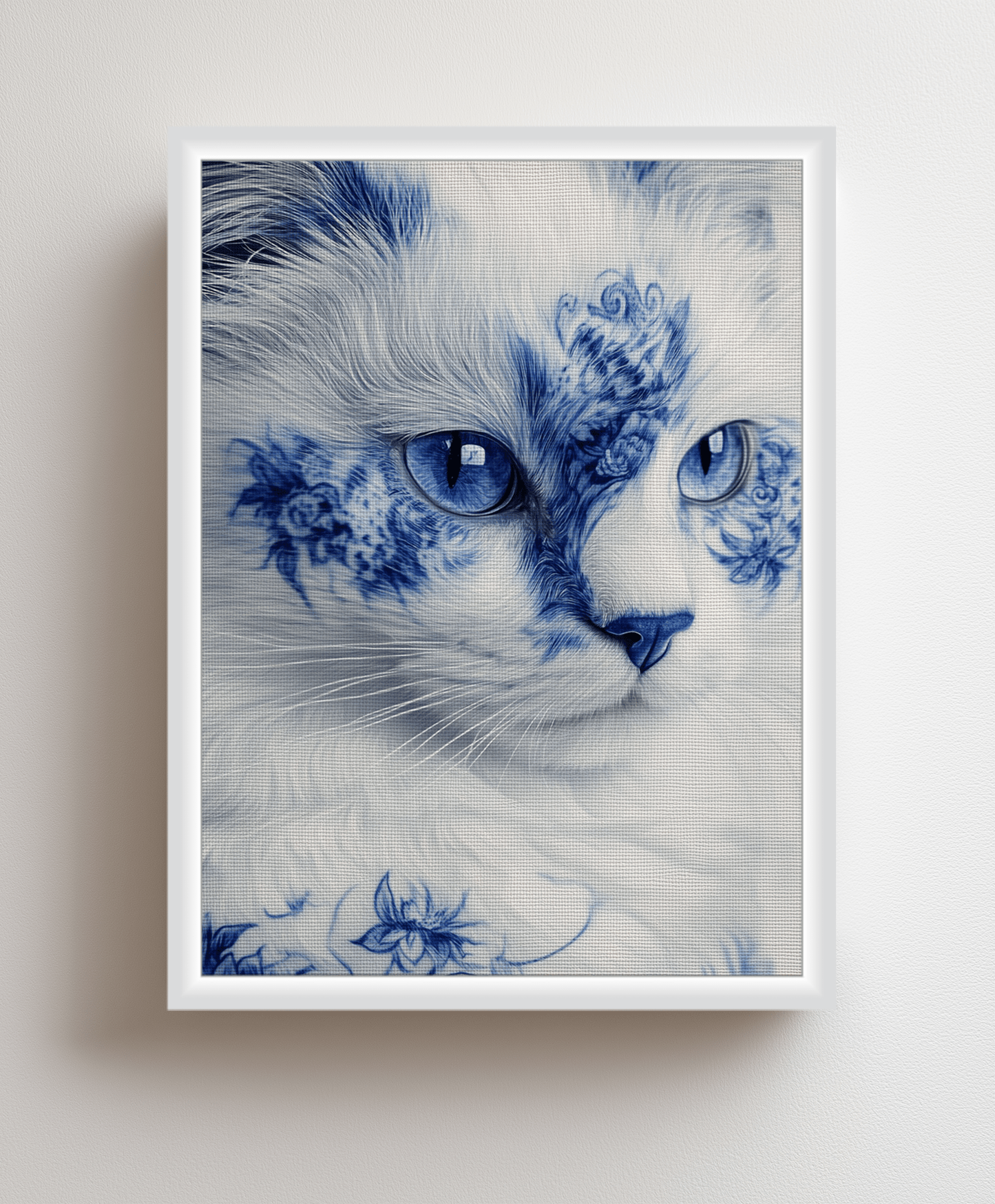 Blue cat canvas painting