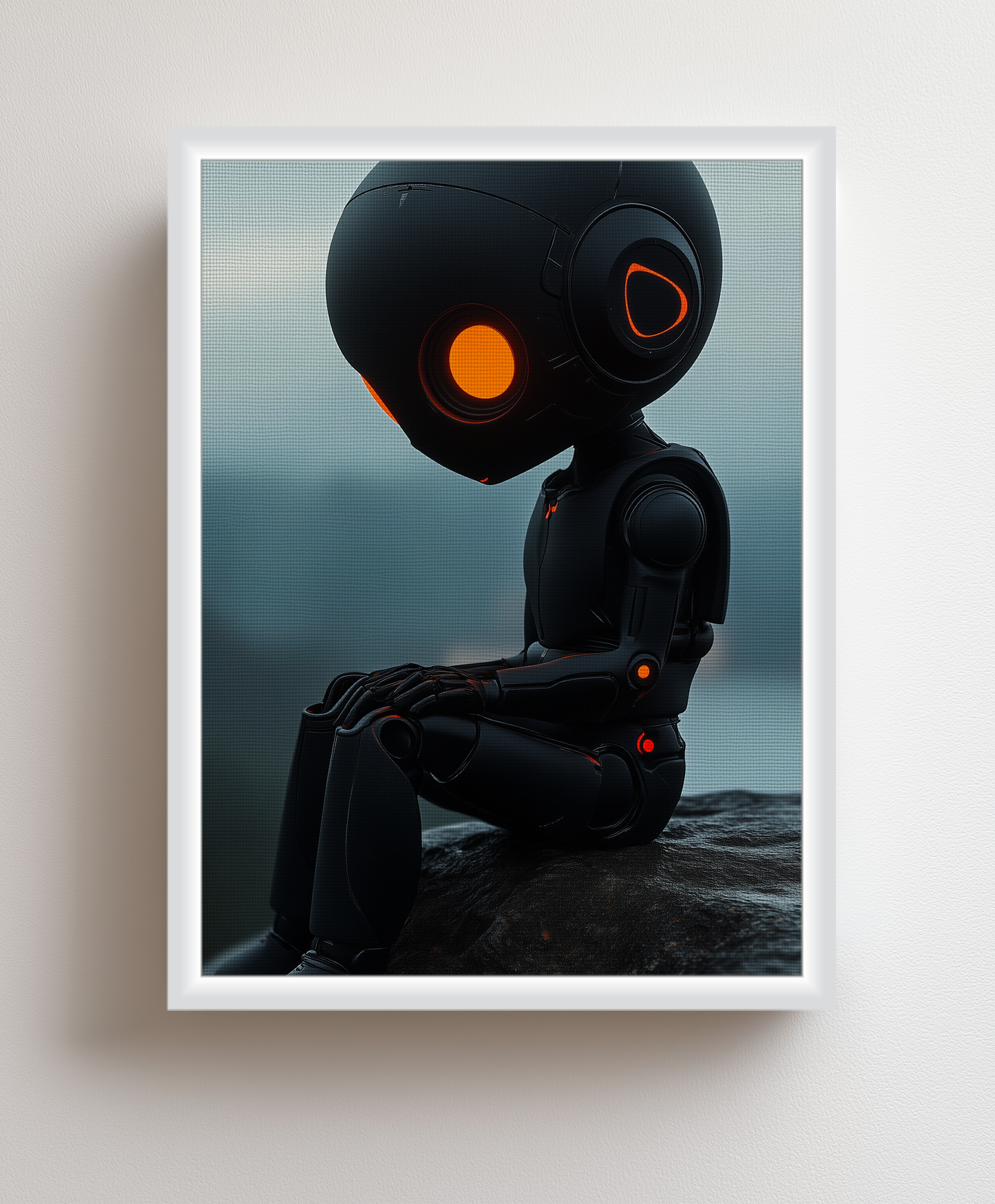 Robot Melancholy canvas painting