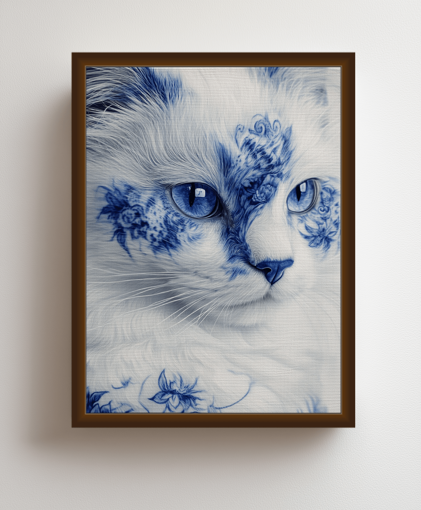 Blue cat canvas painting