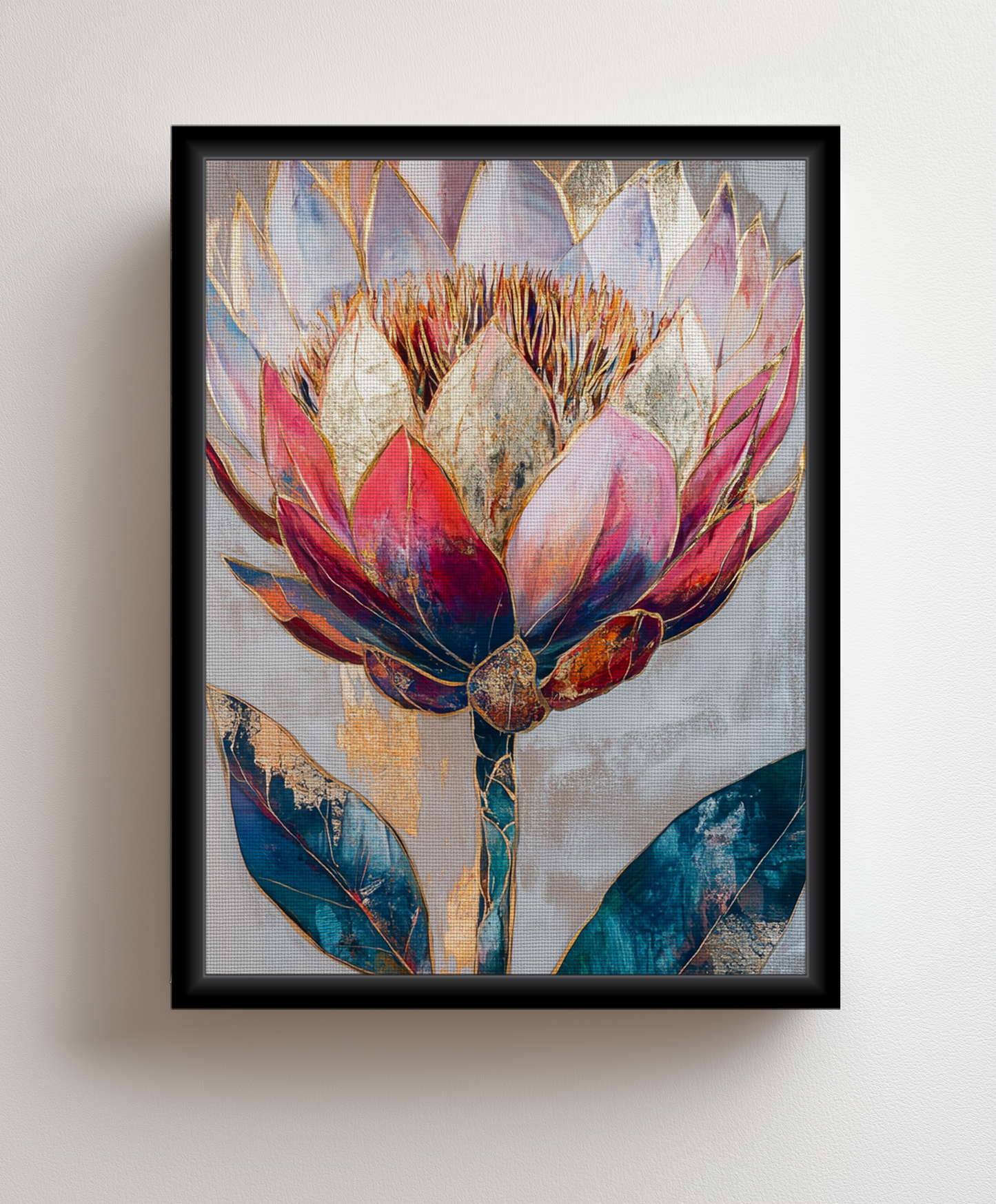 Metallic Flower canvas painting