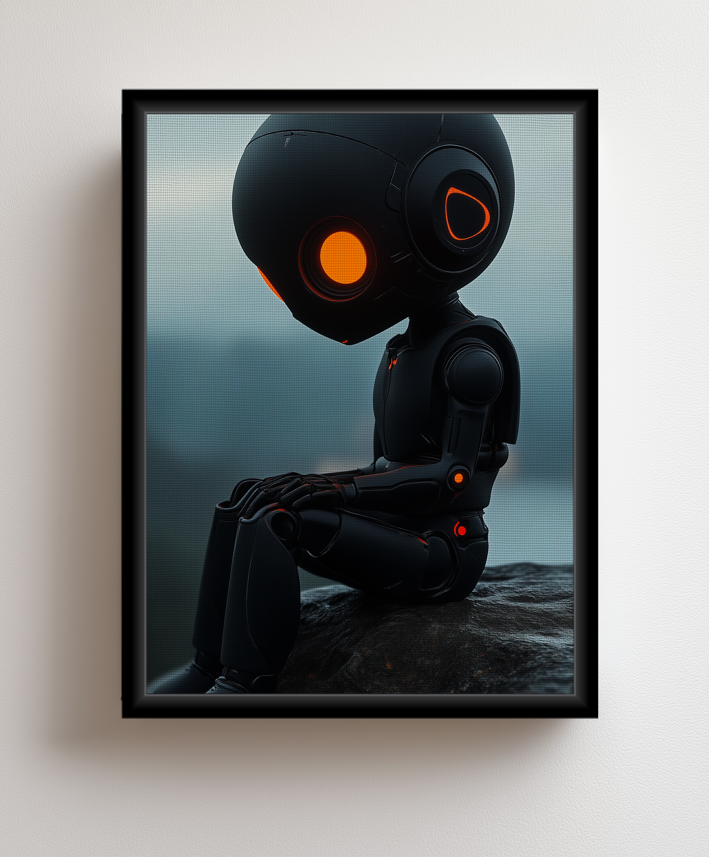 Robot Melancholy canvas painting