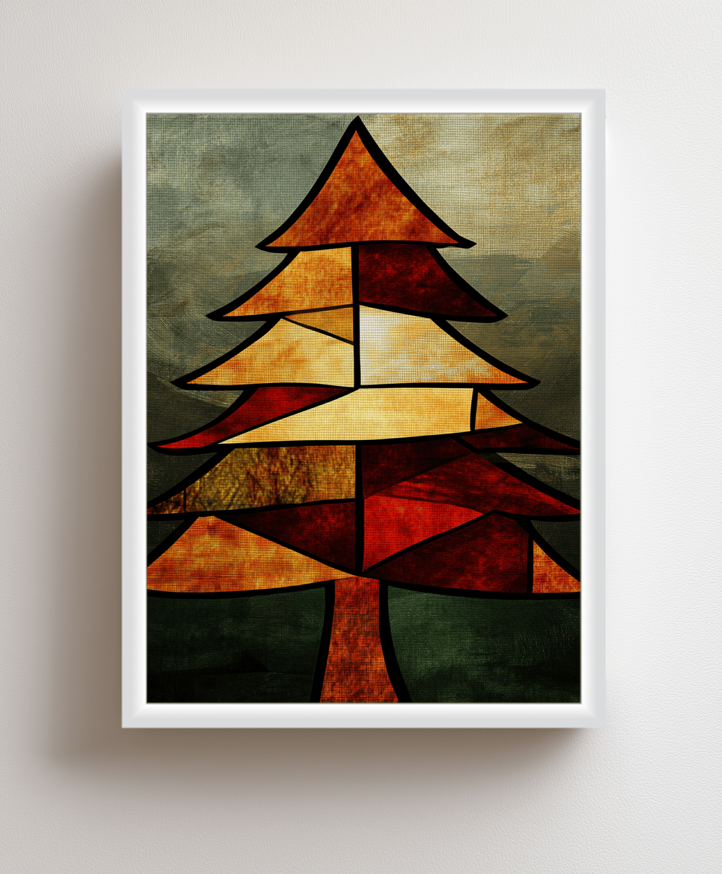 Artistic Fir canvas painting in Warm Colors