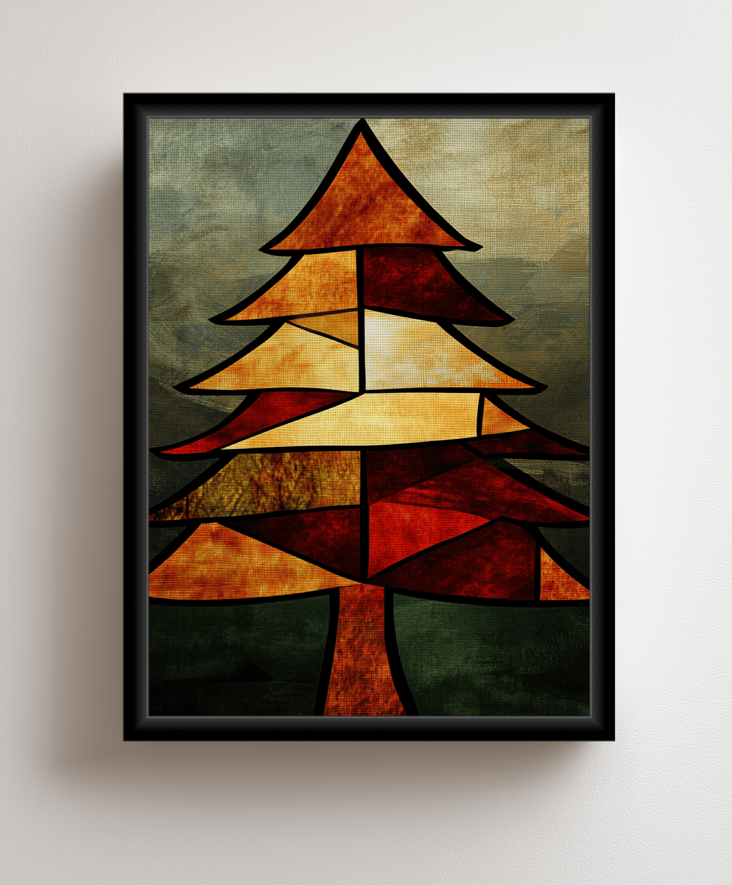 Artistic Fir canvas painting in Warm Colors