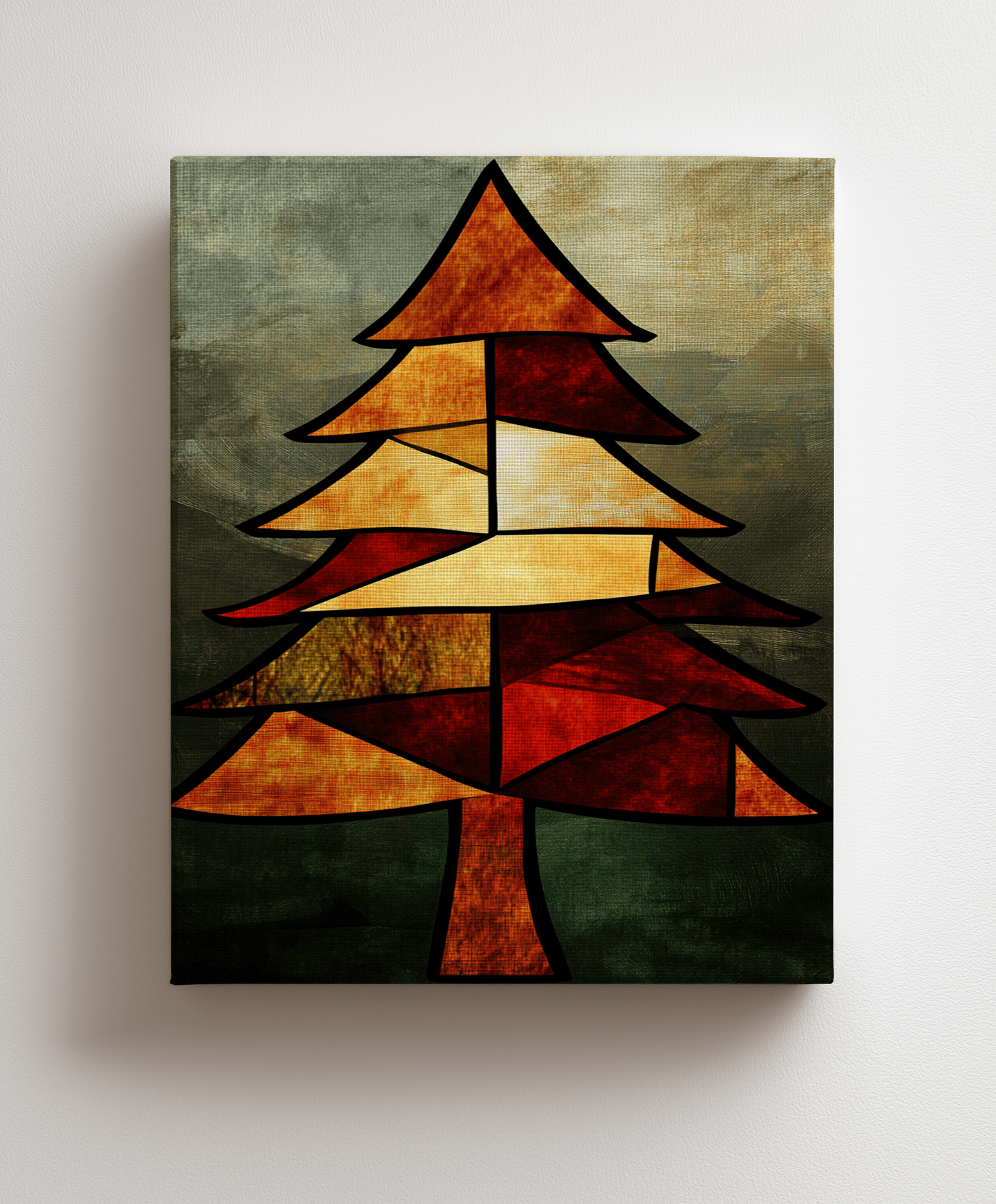 Artistic Fir canvas painting in Warm Colors