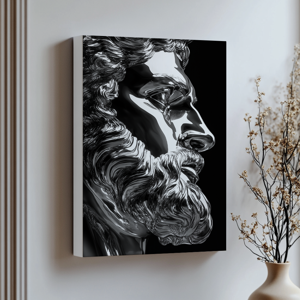 Canvas painting Silver God Sculpture