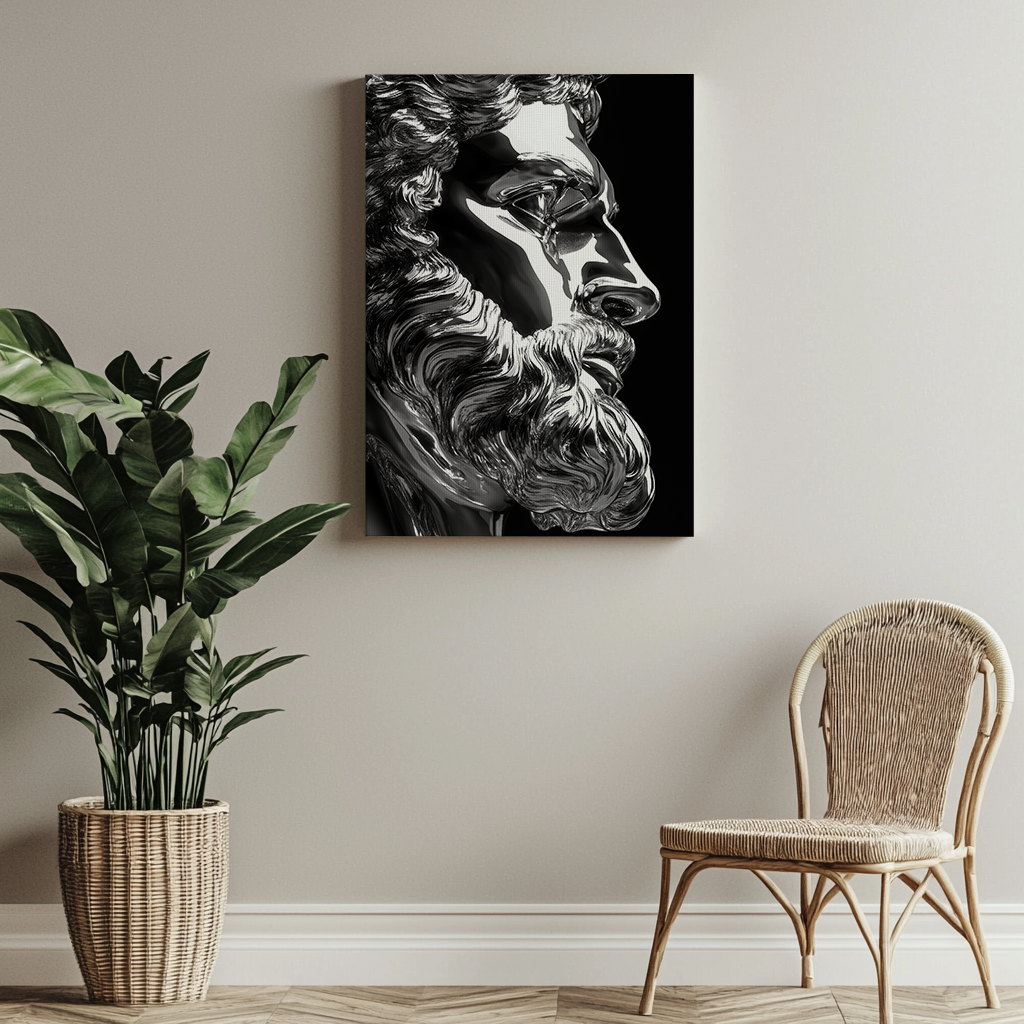 Canvas painting Silver God Sculpture