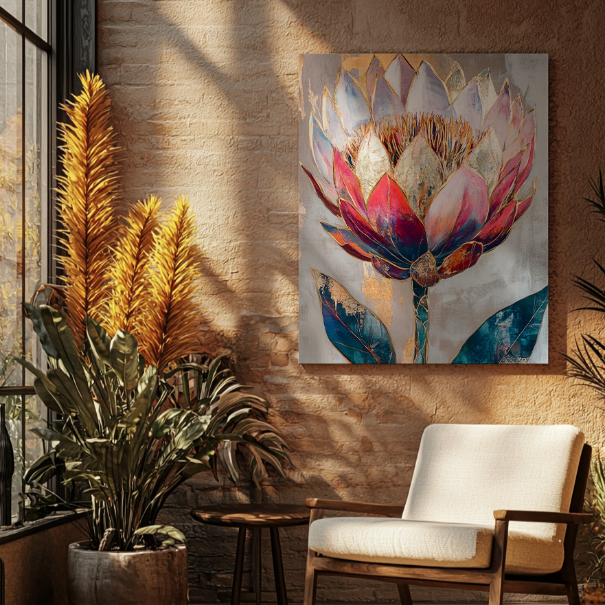 Metallic Flower canvas painting