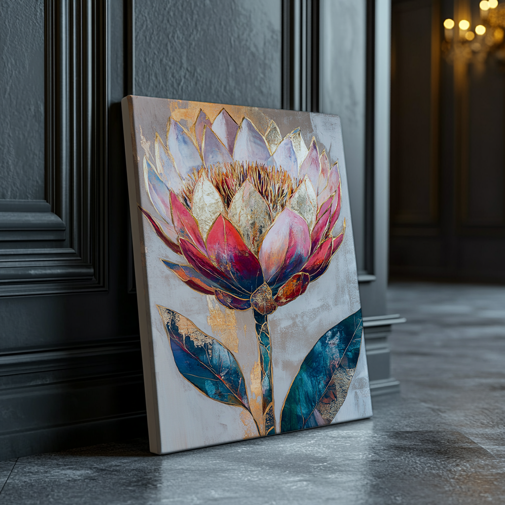 Metallic Flower canvas painting