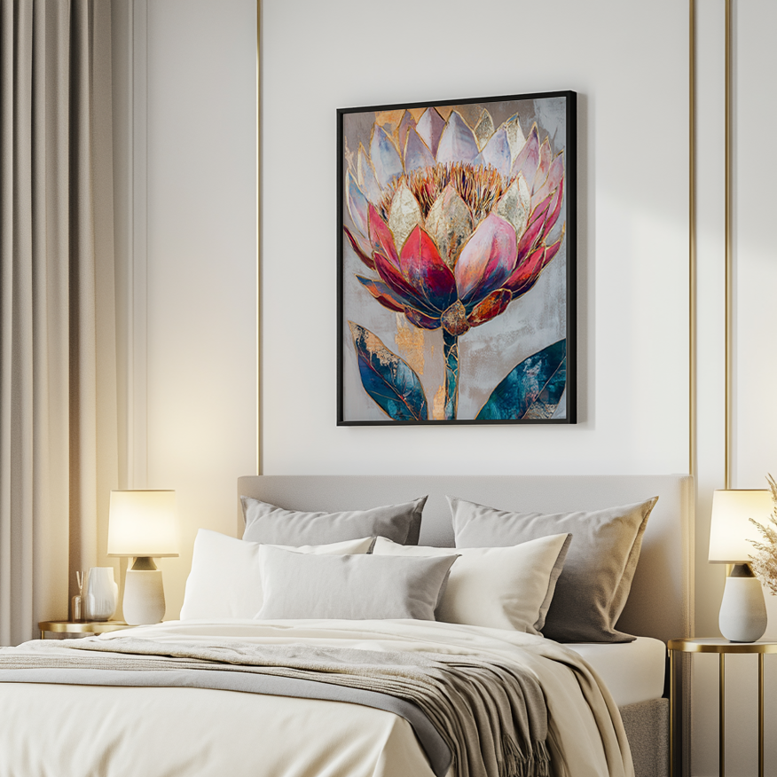 Metallic Flower canvas painting