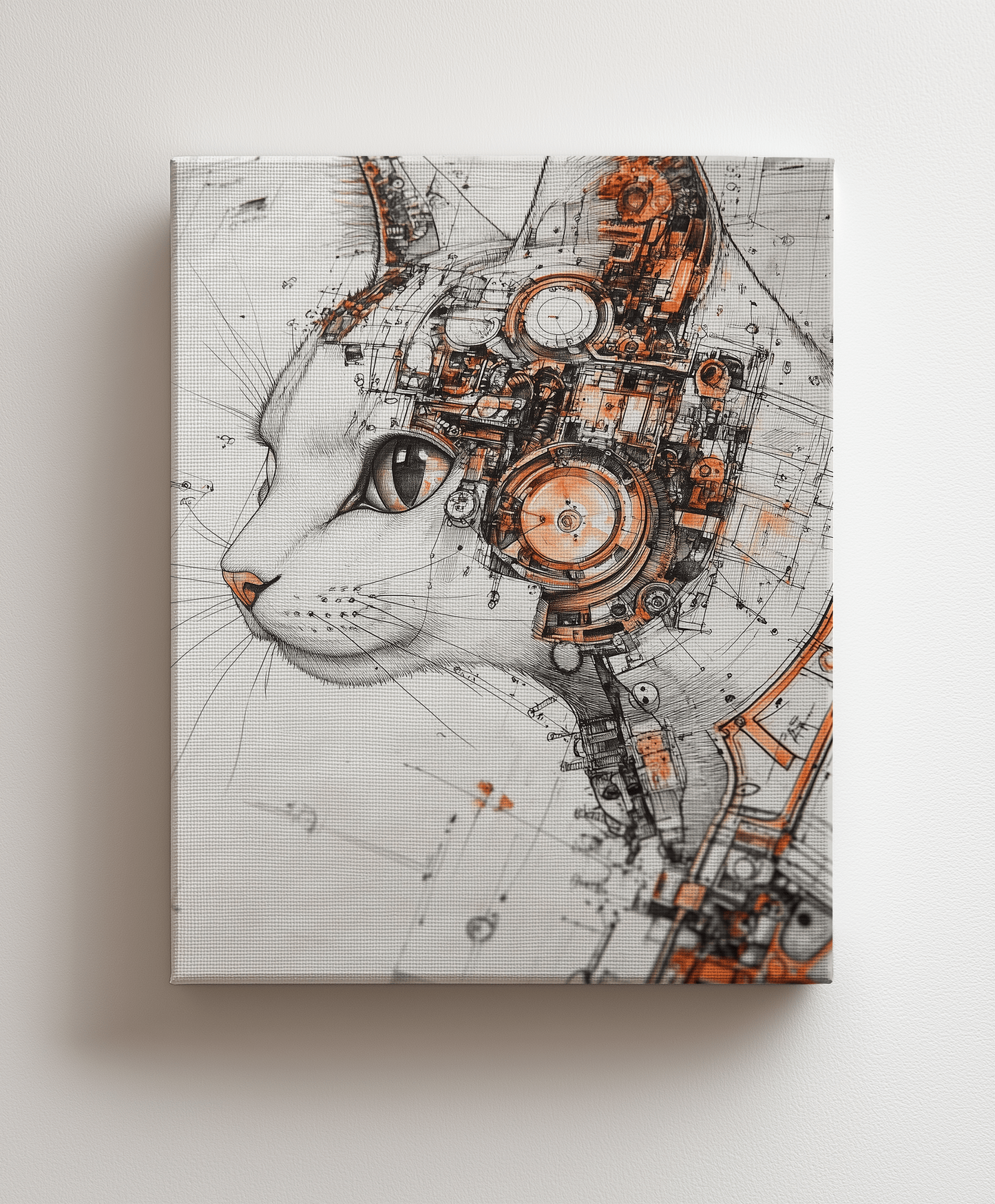 Canvas painting Robot Cat