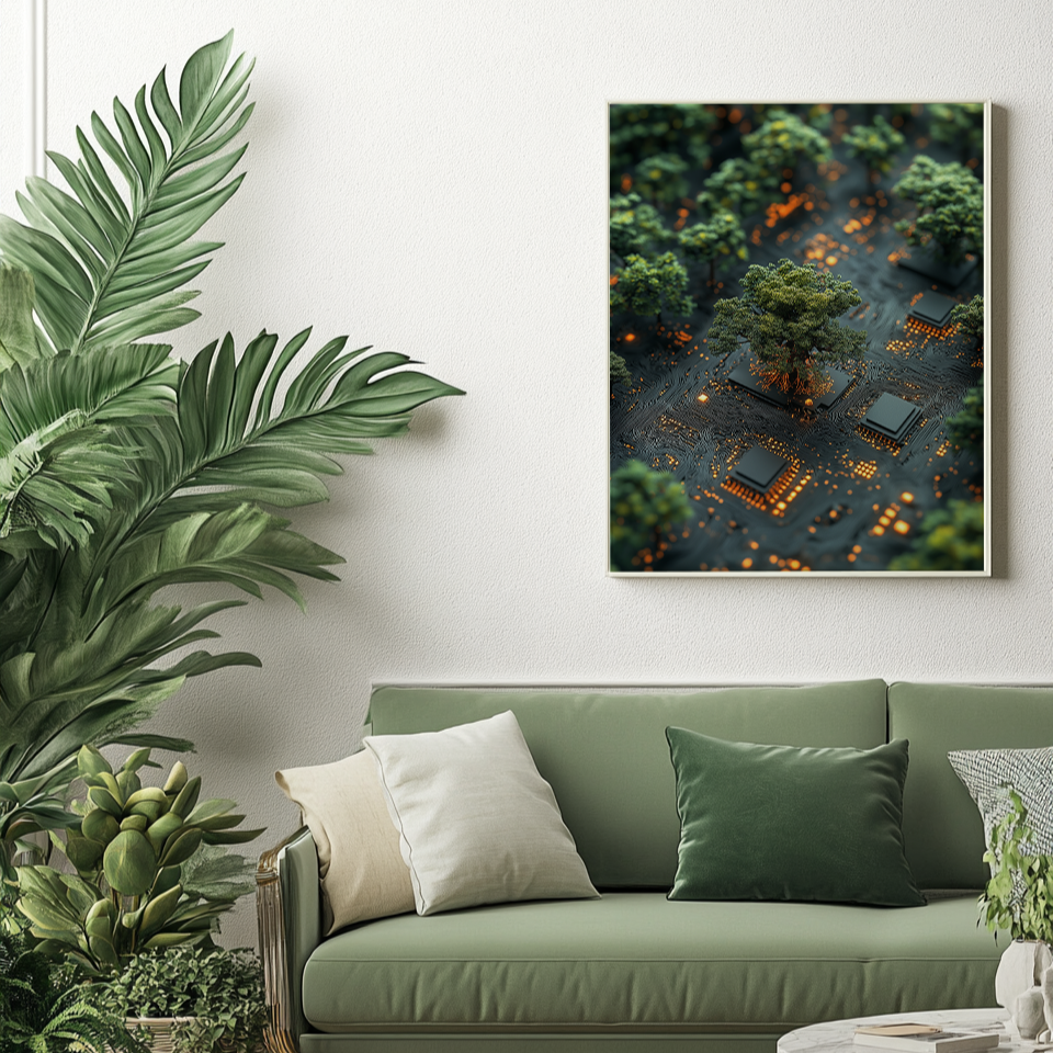 Nature circuit canvas painting