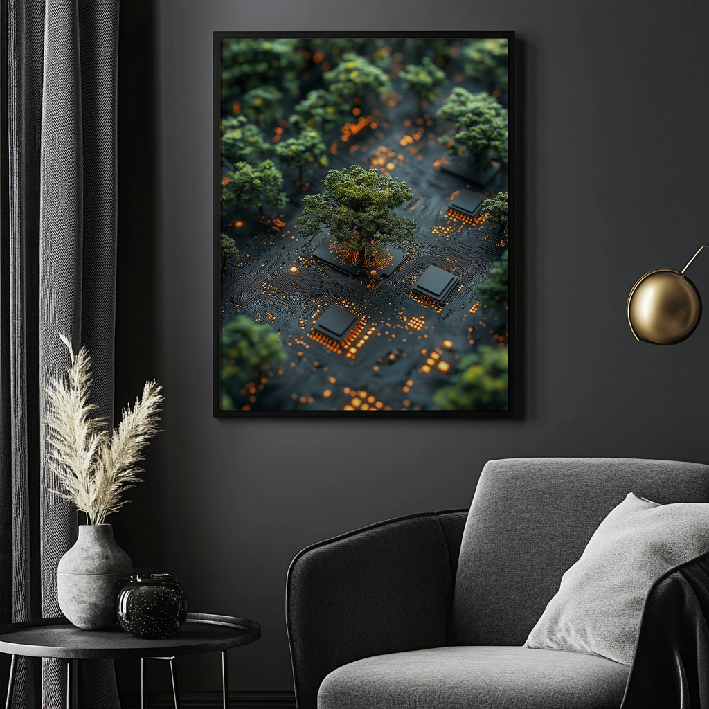 Nature circuit canvas painting