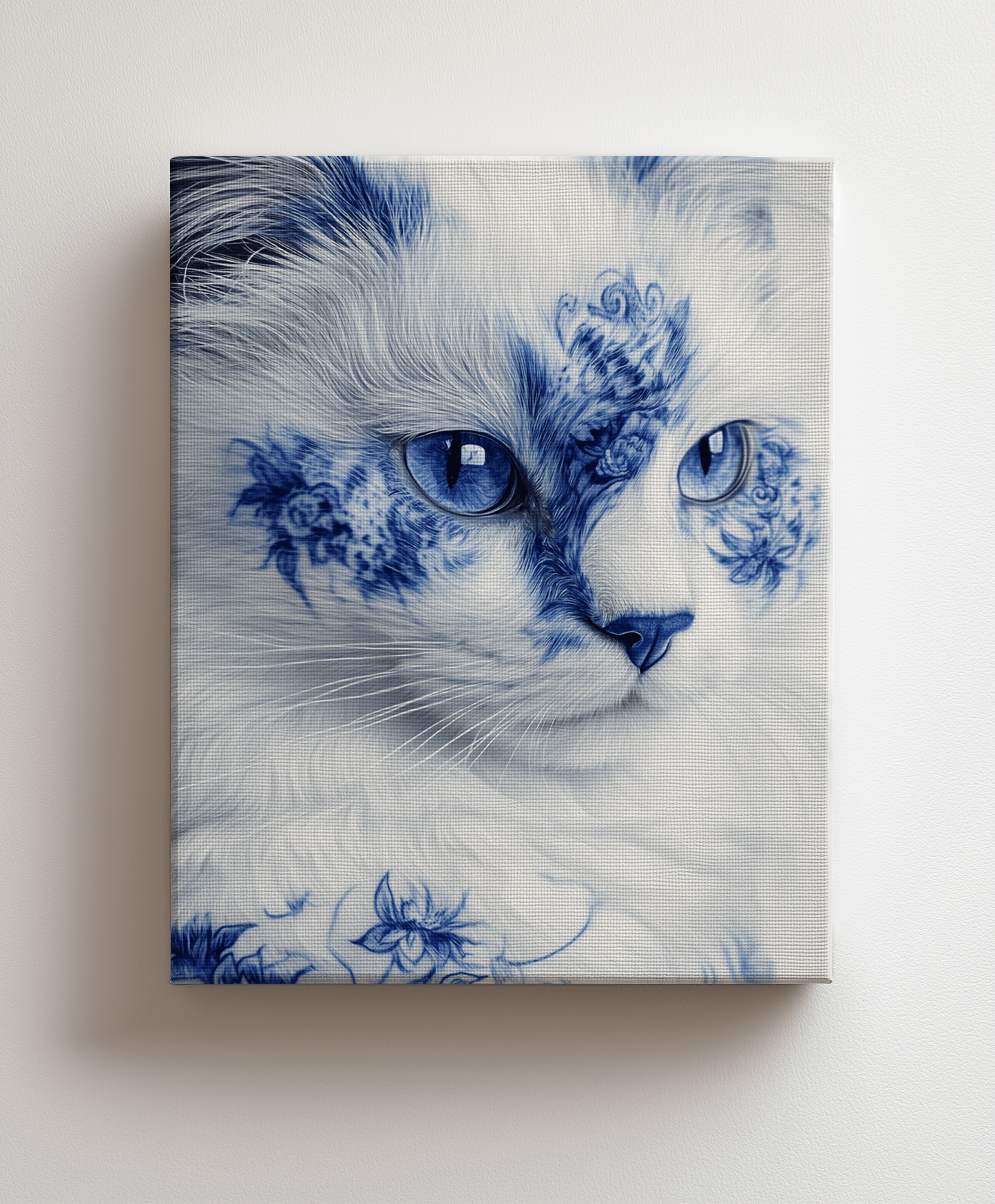 Blue cat canvas painting