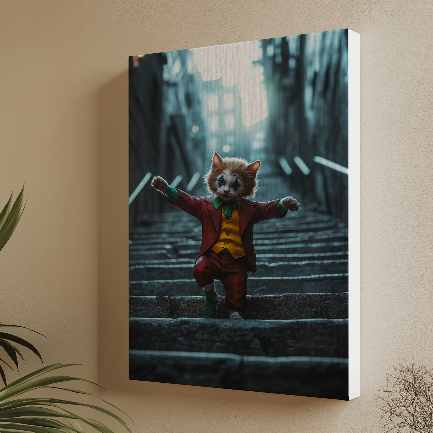 Joker cat canvas painting