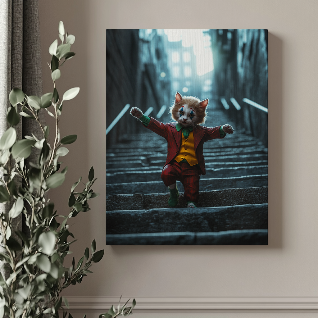 Joker cat canvas painting