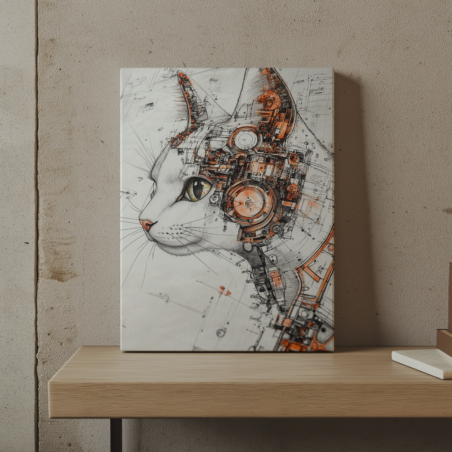 Canvas painting Robot Cat