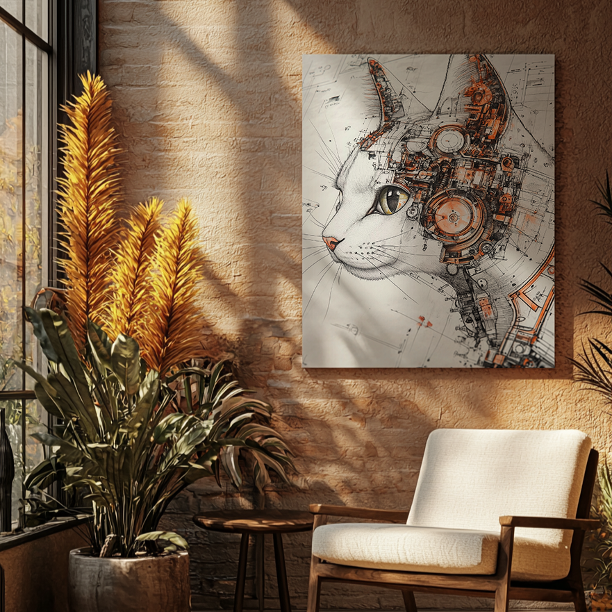 Canvas painting Robot Cat