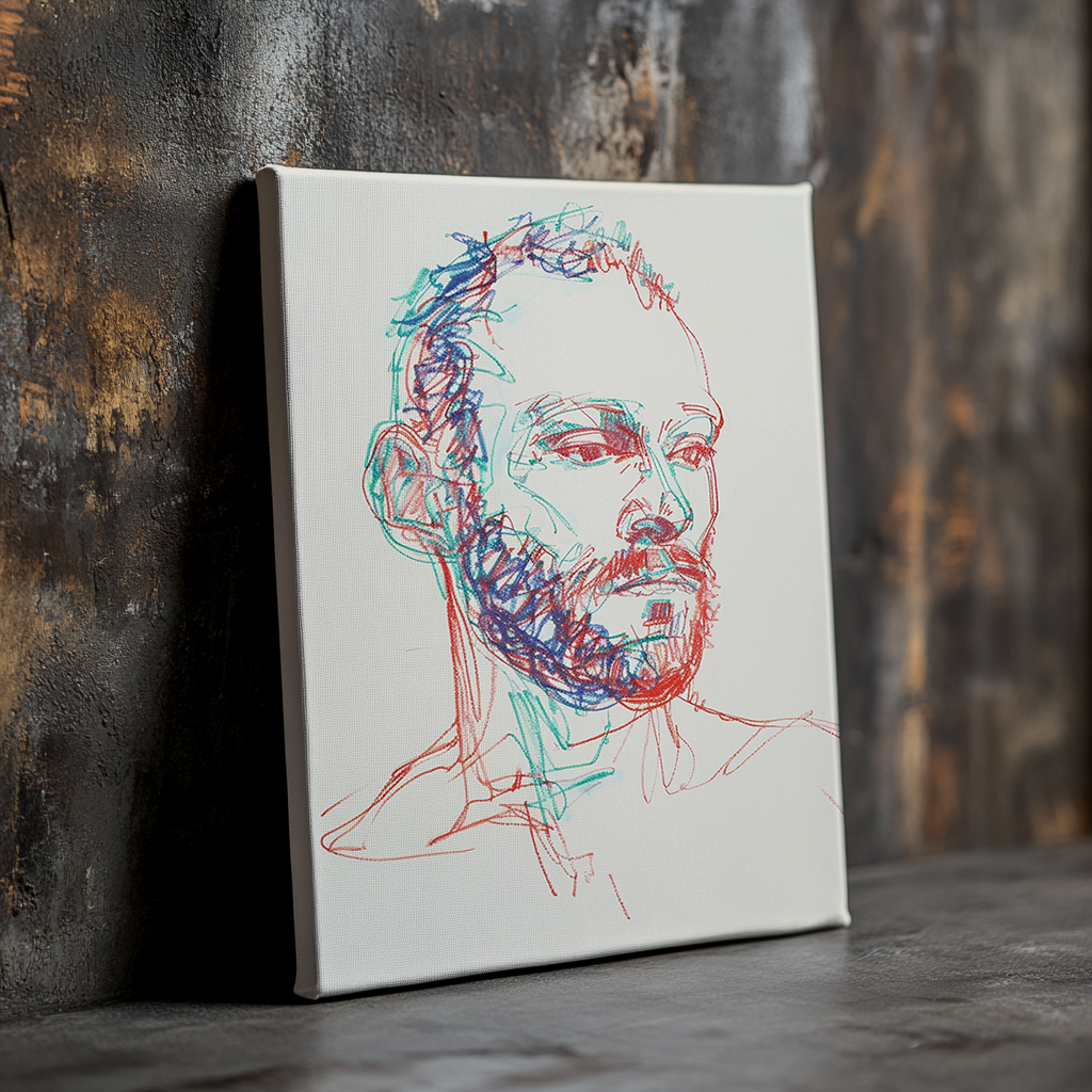 Canvas painting Outlined Male Portrait