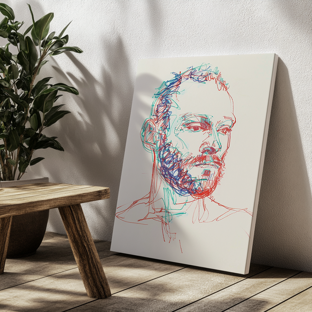 Canvas painting Outlined Male Portrait