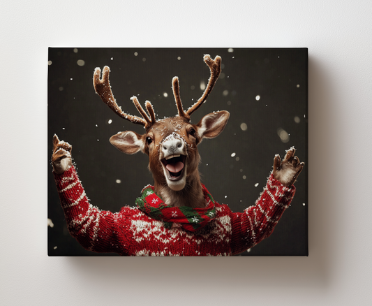 Merry Reindeer canvas painting