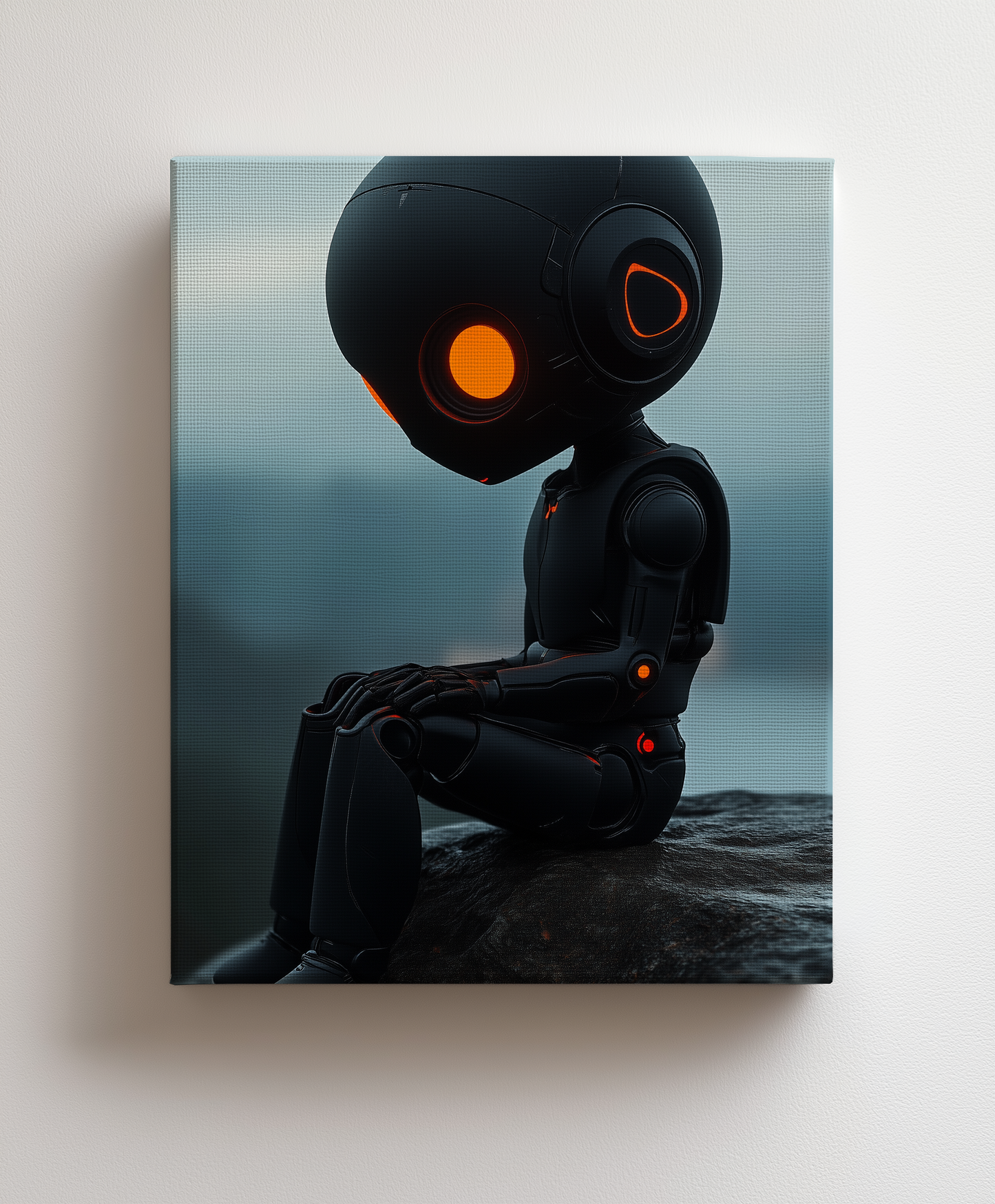 Robot Melancholy canvas painting