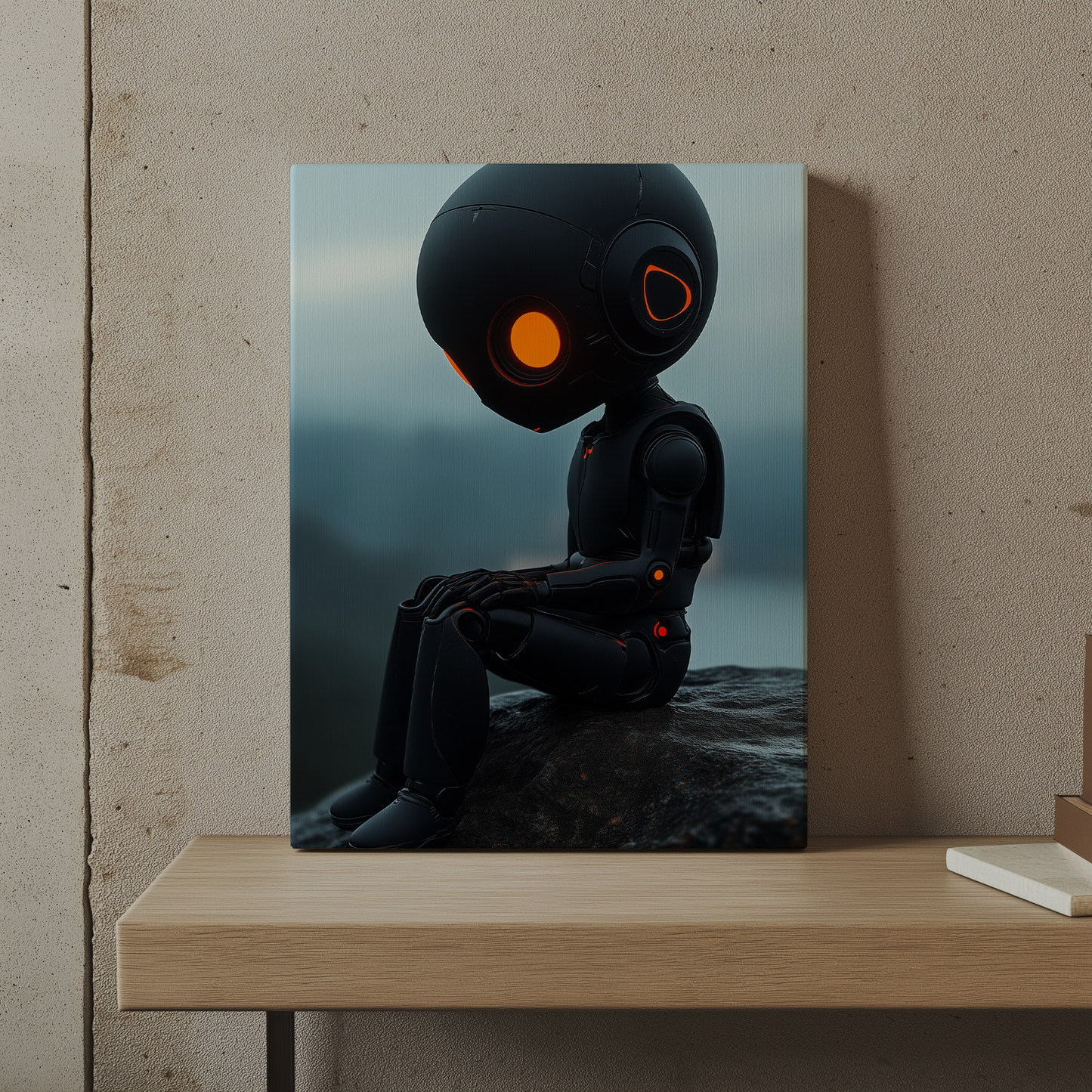 Robot Melancholy canvas painting