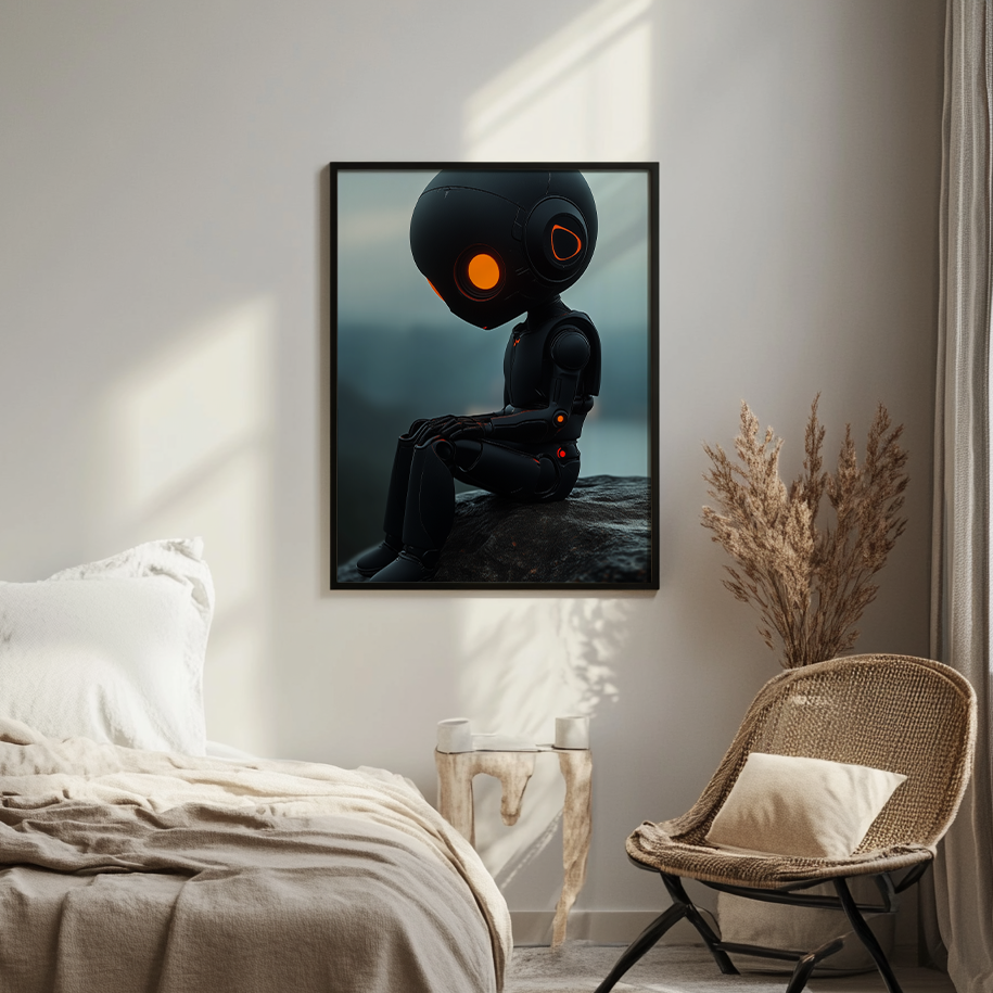 Robot Melancholy canvas painting