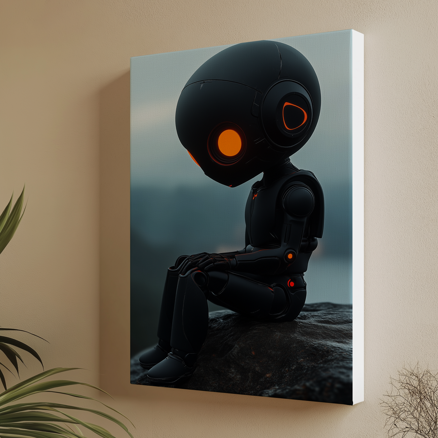 Robot Melancholy canvas painting