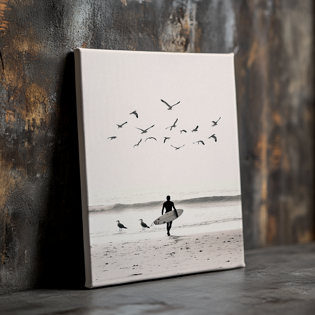 Canvas painting The Surfer and the Birds