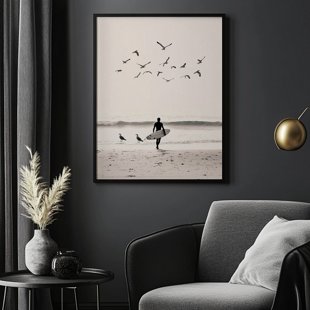 Canvas painting The Surfer and the Birds