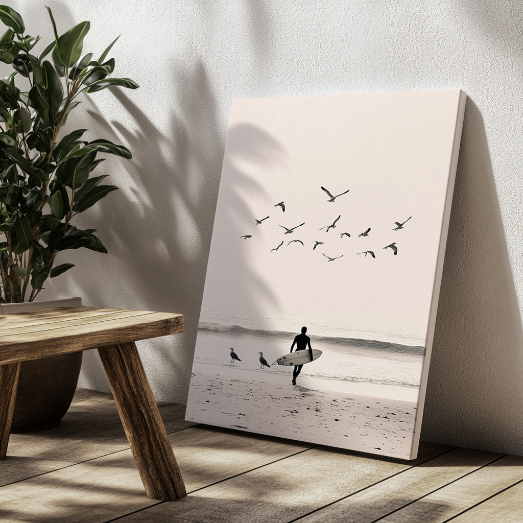 Canvas painting The Surfer and the Birds